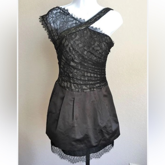 BCBGMaxAzria Lace Silk Y2K Cocktail Dress - Picture 2 of 12